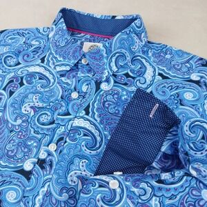 Society Of Threads XL Mens Shirt Paisley 4 Way Stretch Flip Cuff 24x29 Stretch